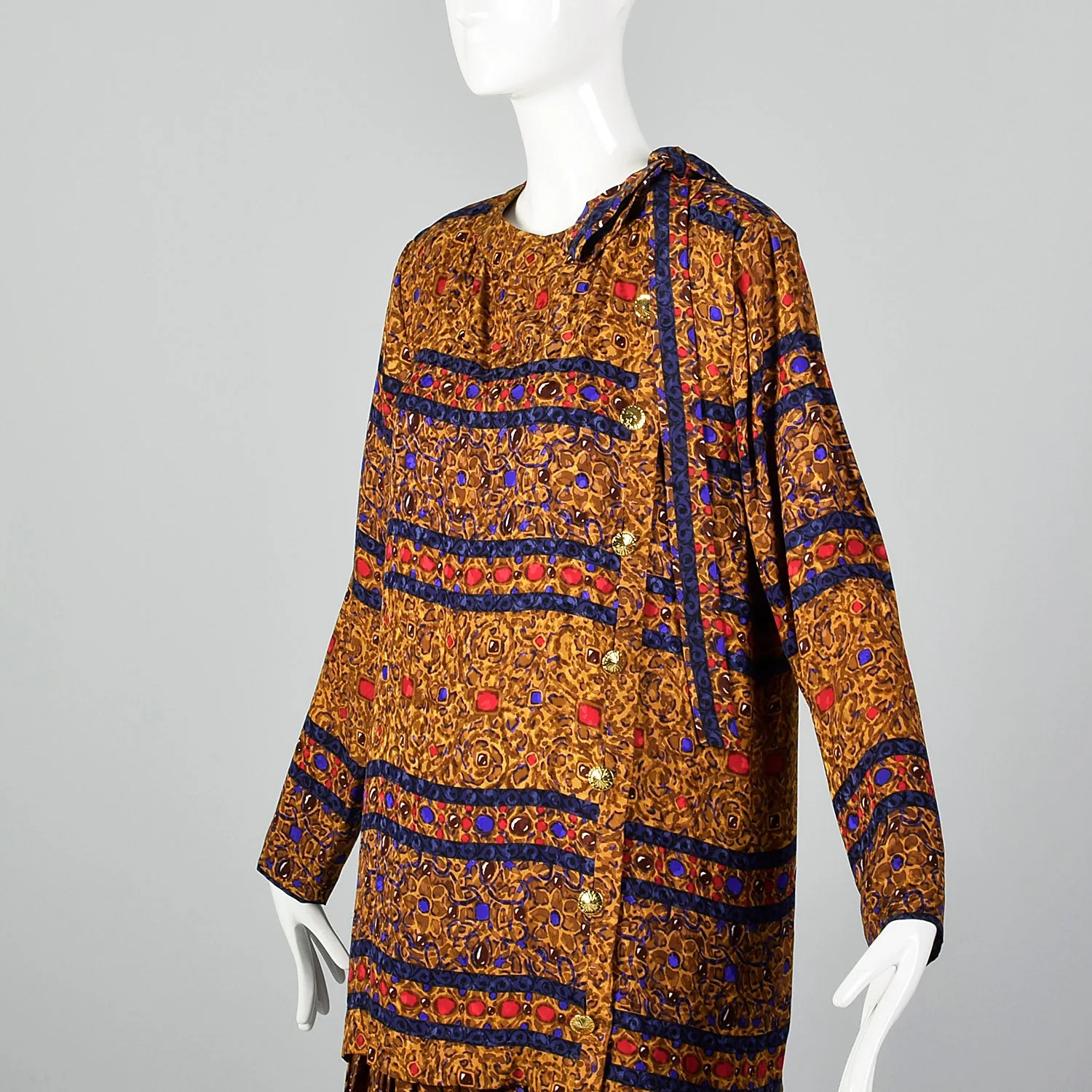 Small Yves Saint Laurent Rive Gauche 1980s Silk 2 Piece Dress
