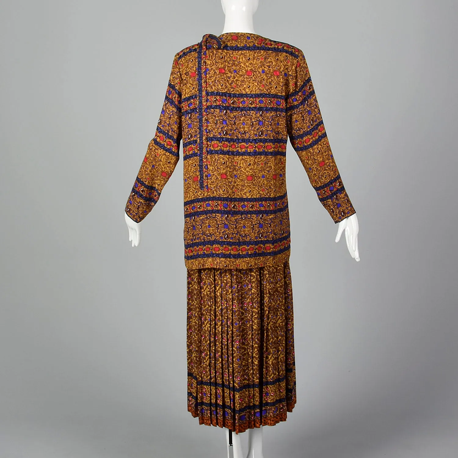 Small Yves Saint Laurent Rive Gauche 1980s Silk 2 Piece Dress