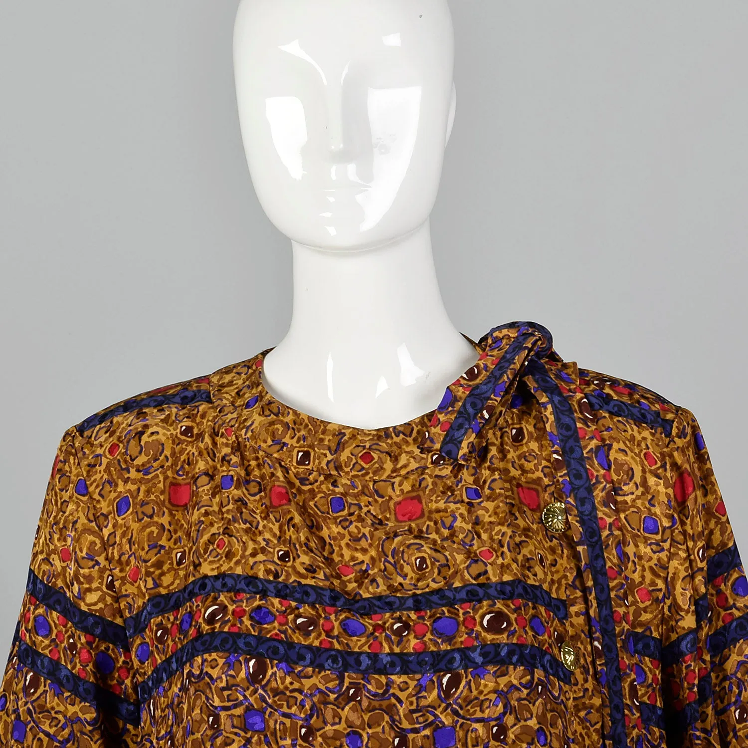 Small Yves Saint Laurent Rive Gauche 1980s Silk 2 Piece Dress