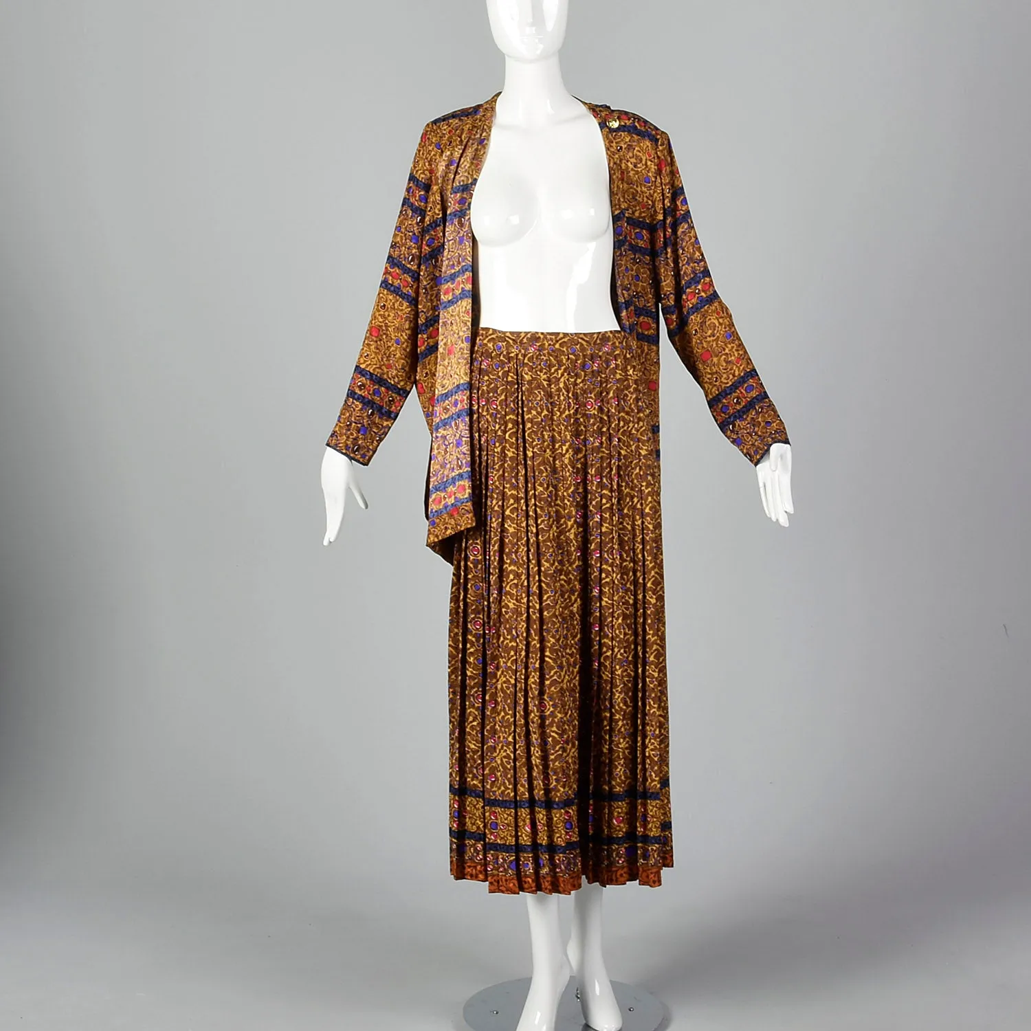 Small Yves Saint Laurent Rive Gauche 1980s Silk 2 Piece Dress
