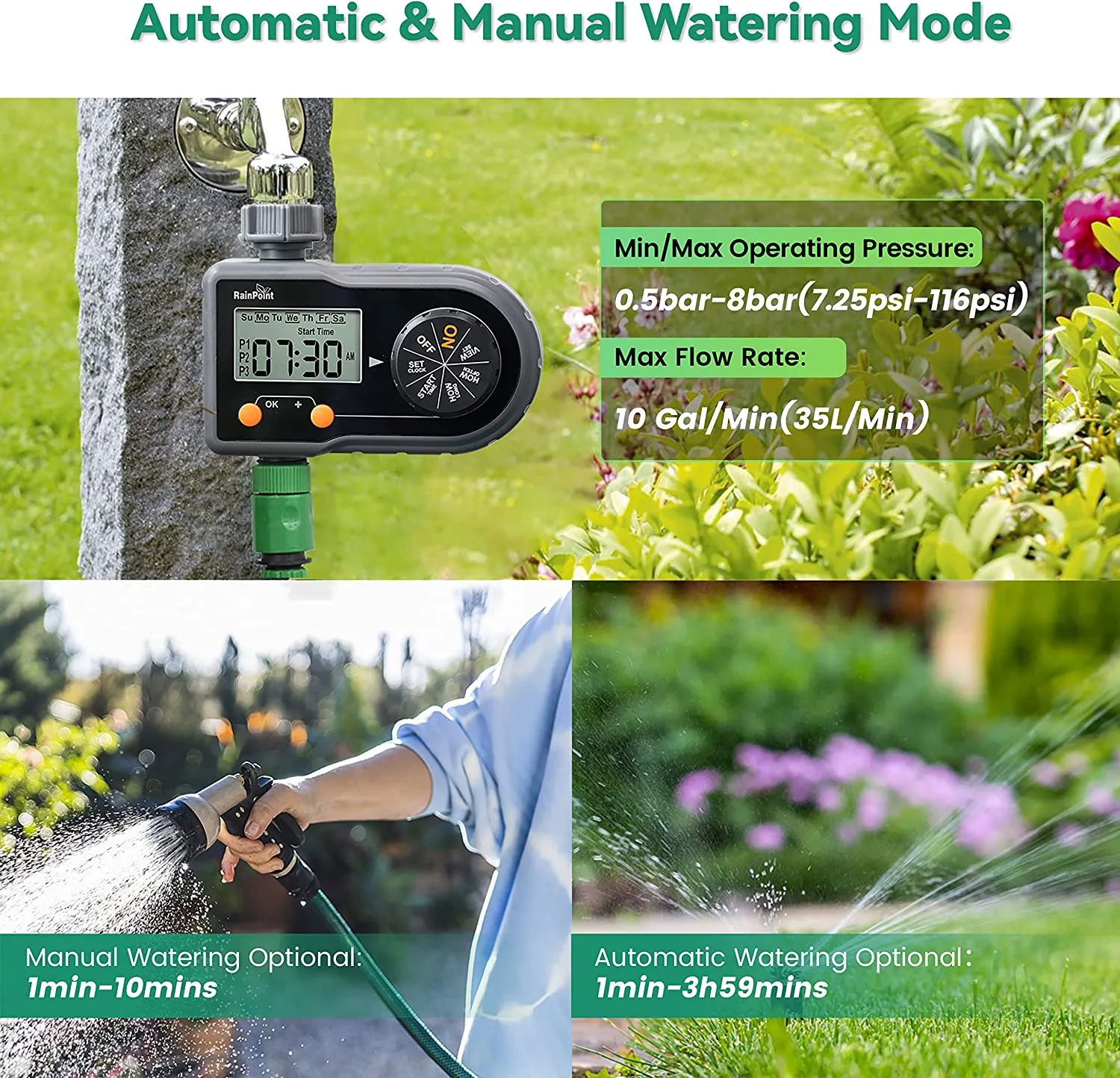Sprinkler Timer Programmable Automatic/Manual Irrigation System