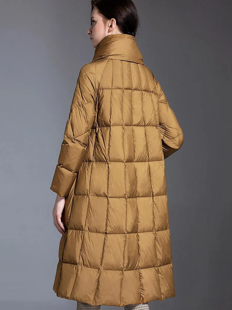 Stand-up Collar Women's Long Down Puffer Coat