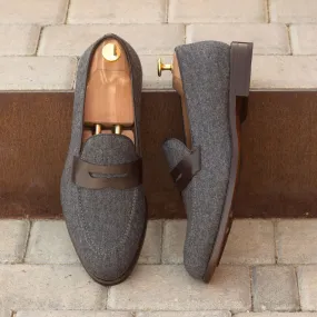 Unique Handcrafted Flannel Grey Slip on Loafer