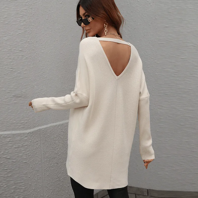 V-neck Backless Sweater