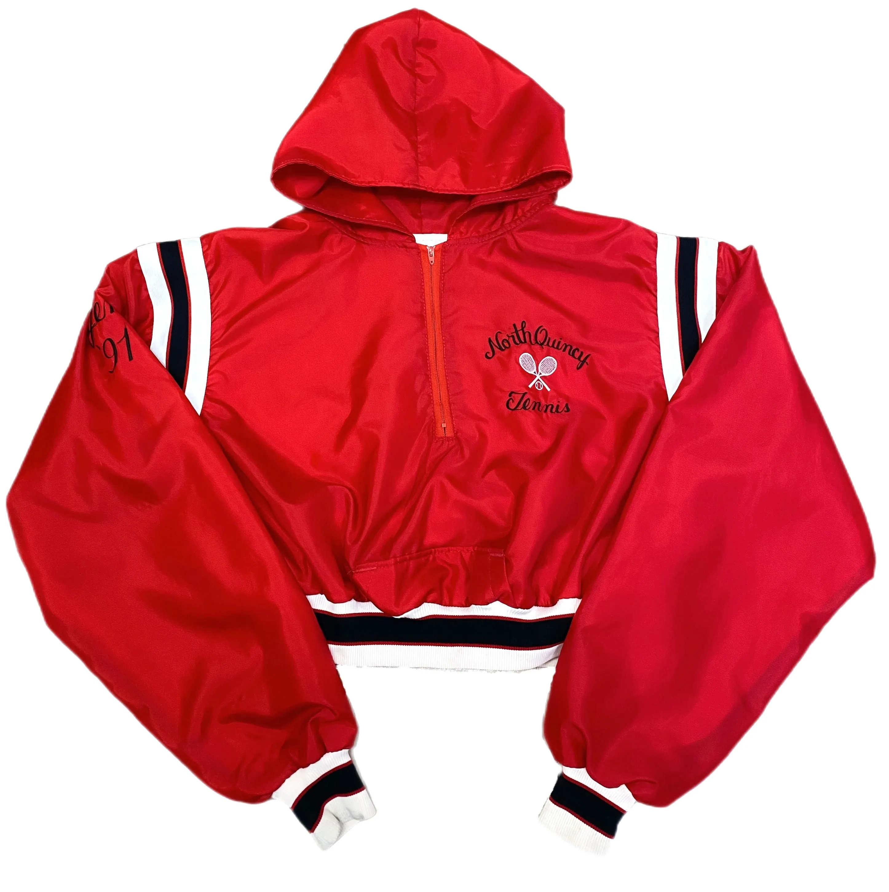 Vintage North Quincy Tennis Cropped Half Zip Sweatshirt