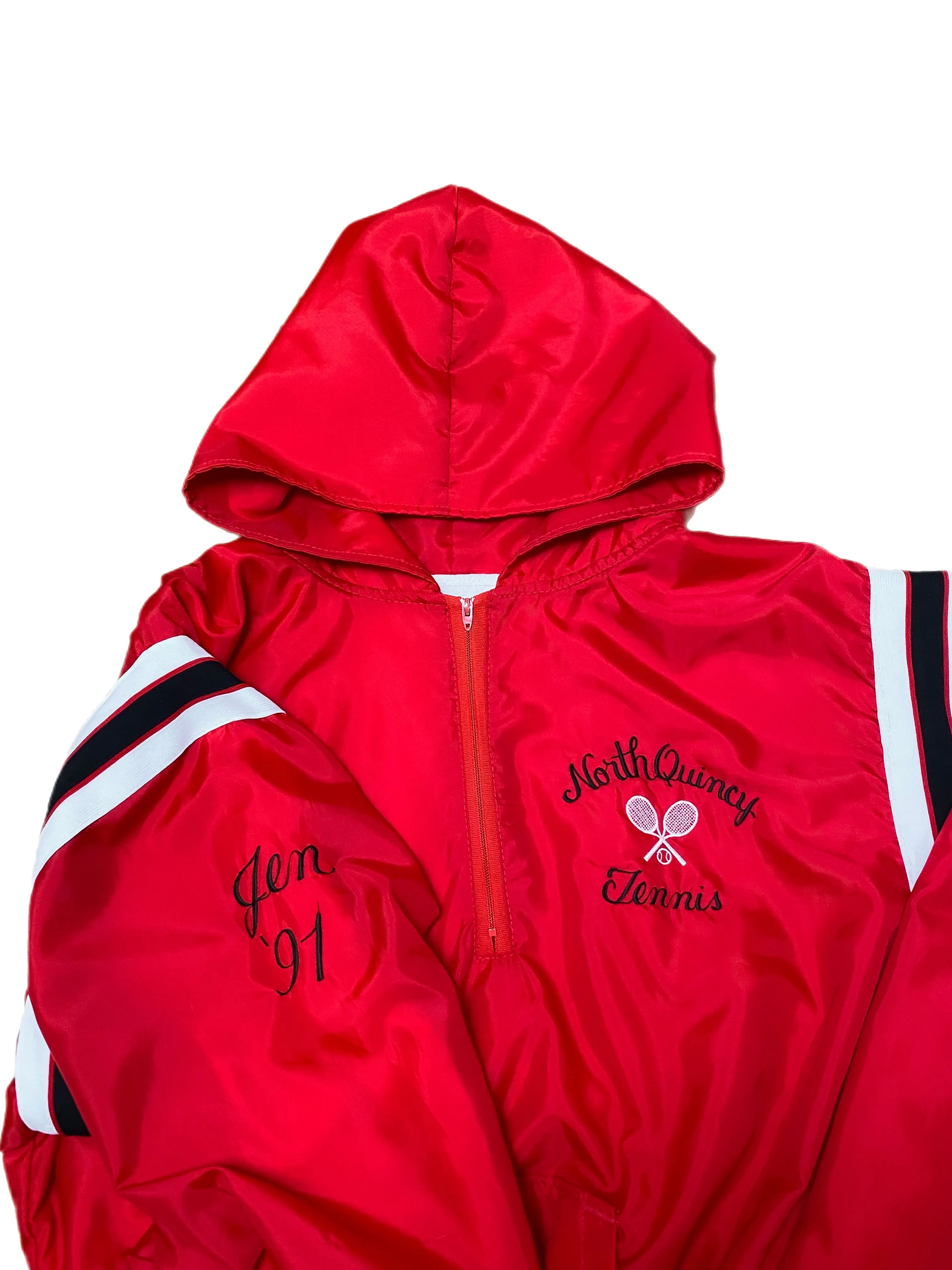 Vintage North Quincy Tennis Cropped Half Zip Sweatshirt