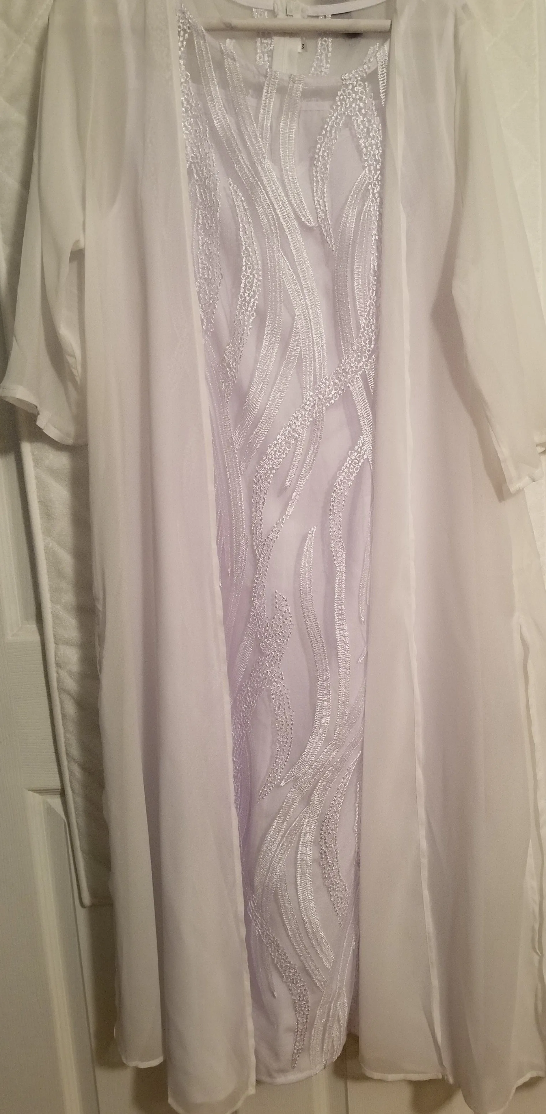 White 2 Piece, A-Line Lace Dress, Size 10