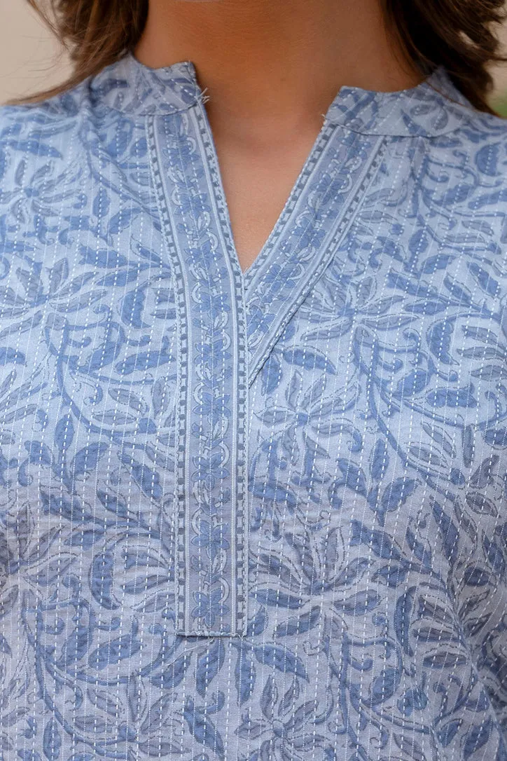 Women Blue Straight Tunic
