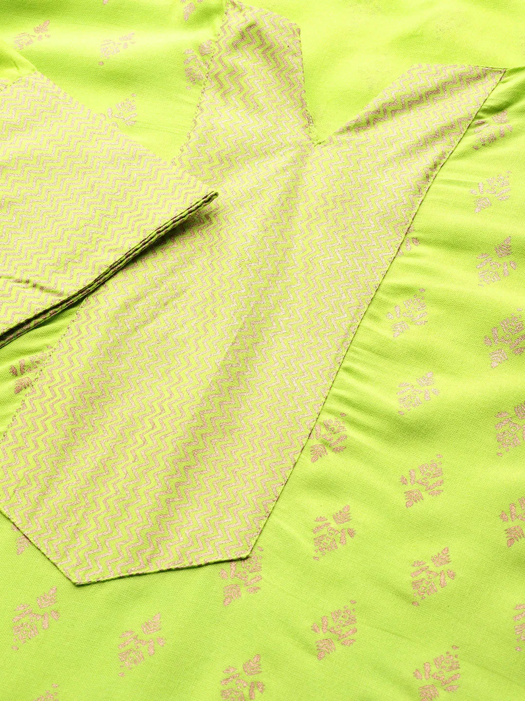 Women Neon Green Foil Print Liva Tunic