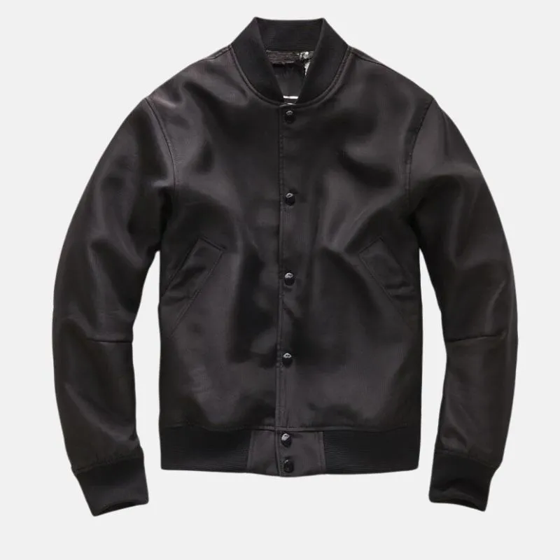 Women's Black Leather Bomber Moto Jacket