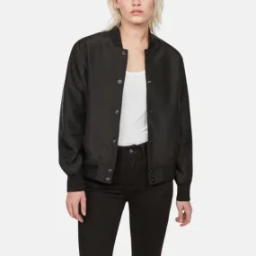 Women's Black Leather Bomber Moto Jacket