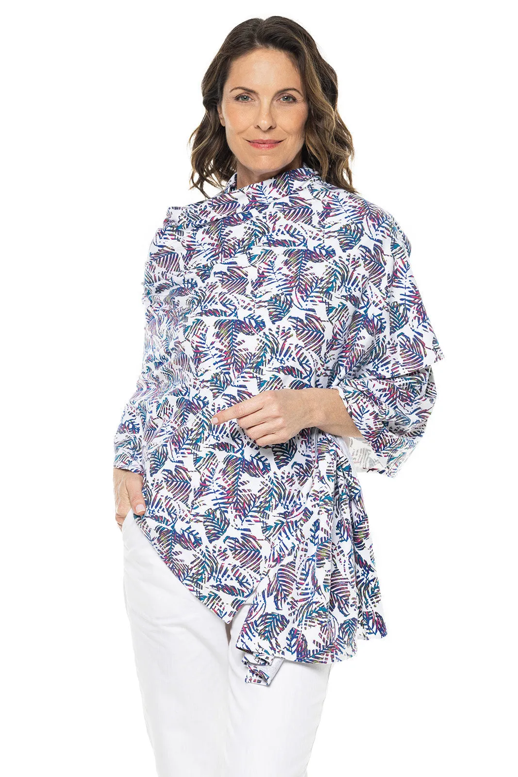 Women's Sanibel Everyday Beach Shawl  |  Magnolia Pink Beach Leaves